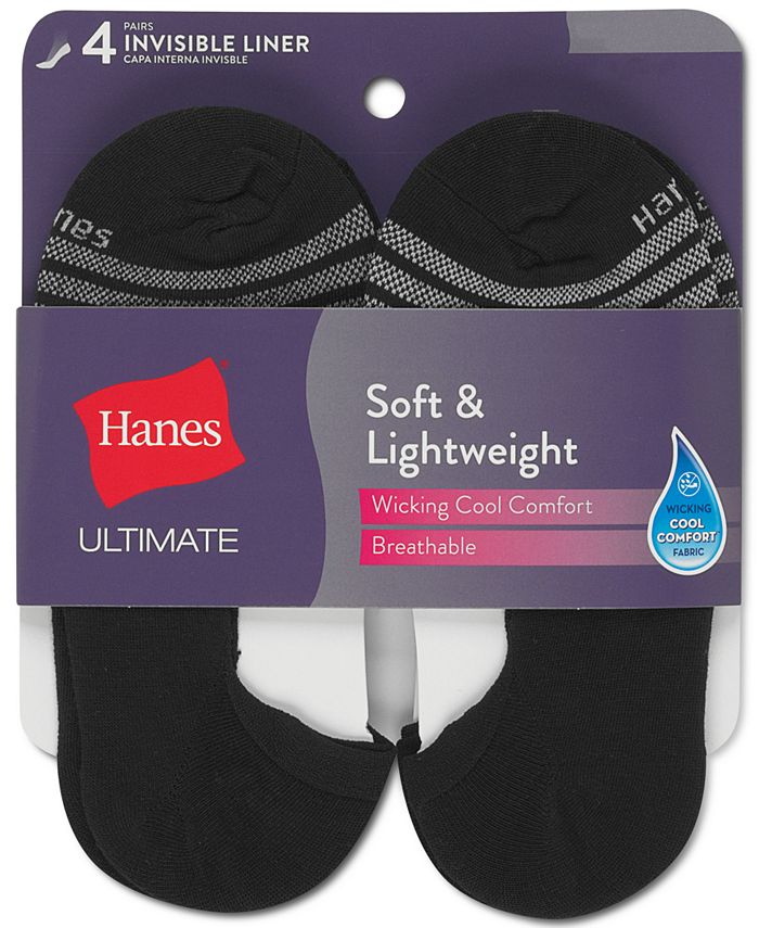 Hanes Women's 4Pk. Ultimate Core Lightweight Invisible Liner Socks