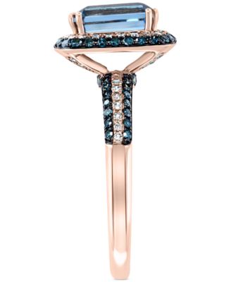EFFY&reg; London Blue Topaz (2-1/5 ct. t.w.) & Diamond (1/2 ct. t.w.) Statement Ring in 14k Rose Gold