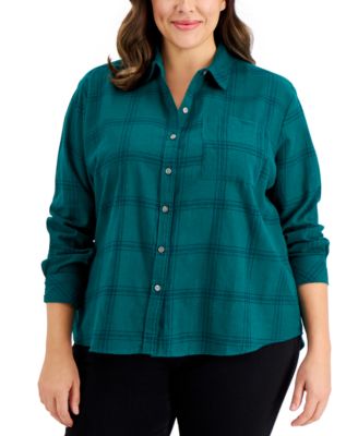 Plus Size Plaid Cotton Shirt, Created for Macy's
