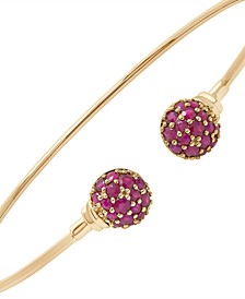 Ruby Ball Cluster Cuff Bangle Bracelet (7/8 ct. t.w.) in 14k Gold