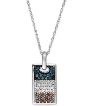 image of Diamond Flag Dog Tag Pendant Necklace in Sterling Silver (1/2 ct. t.w.)