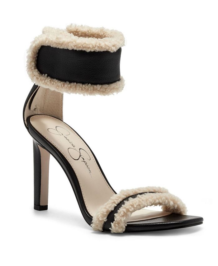 Jessica Simpson Women's Cylia Fleece Trimmed Heeled Sandals & Reviews