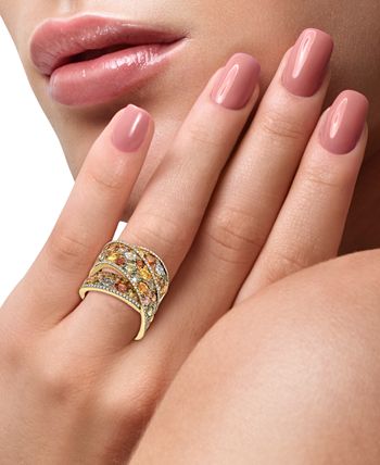 EFFY® Multi-Gemstone (5-3/4 ct. t.w.) & Diamond (1/3 ct. t.w.) Crossover  Wide Statement Ring in 14k Gold