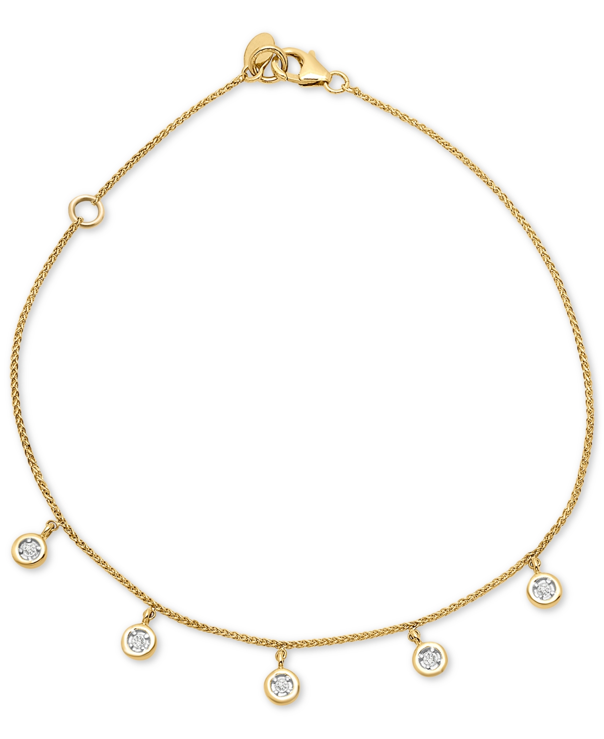 Diamond Dangling Bezel Ankle Bracelet (1/10 ct. t.w.) in 10k Gold, Created for Macy's - Yellow Gold