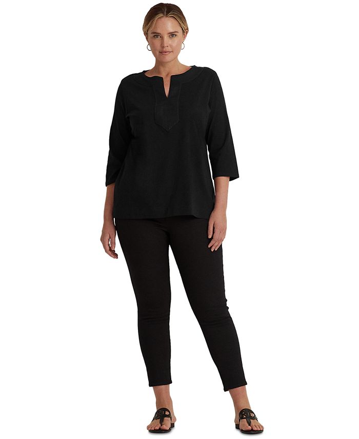 plus size split neck tunic