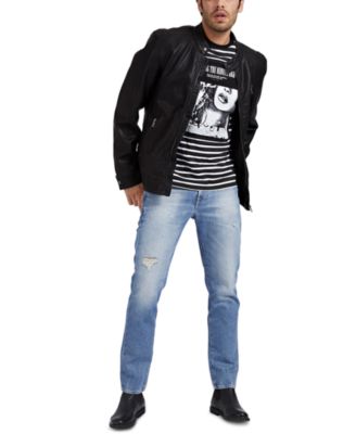 GUESS - Men's Faux-Leather Biker Jacket