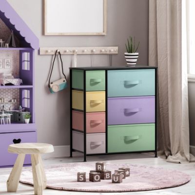 Dresser with 7 Drawers - Storage Chest Organizer with Steel Frame, Wood Top, Handles, Fabric Bins