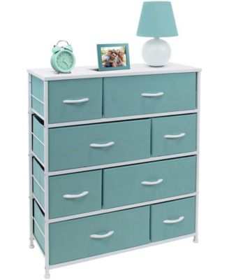Dresser with 8 Drawers - Storage Chest Organizer with Steel Frame, Wood Top, Handles, Fabric Bins