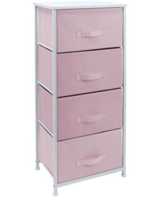 4 Drawers Chest Nightstand - Storage for Closet, Home, College Dorm - Features Steel Frame, Wood Top, & Fabric Bins