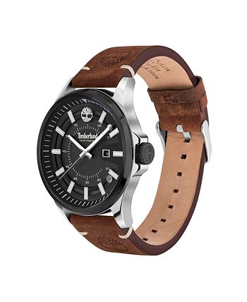 Timberland - Solar 3 Hands Date Brown Genuine Leather Strap Watch 46mm