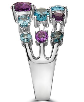 EFFY&reg; Multi-Gemstone Triple Row Statement Ring (3-3/4 ct. t.w.) in Sterling Silver