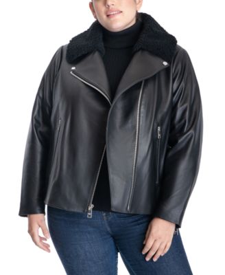 faux fur leather jacket plus size