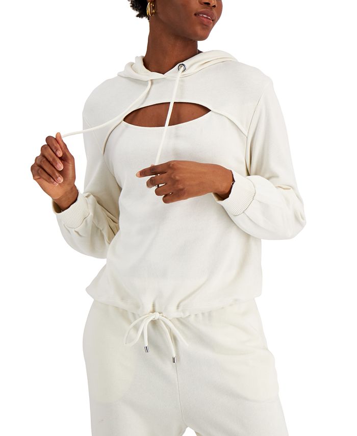 INC International Concepts Cotton Front-Cutout Hoodie, Created for Macy ...