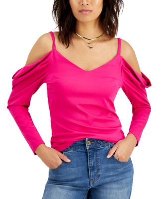 INC International Concepts - Cold-Shoulder Drape-Sleeve Top