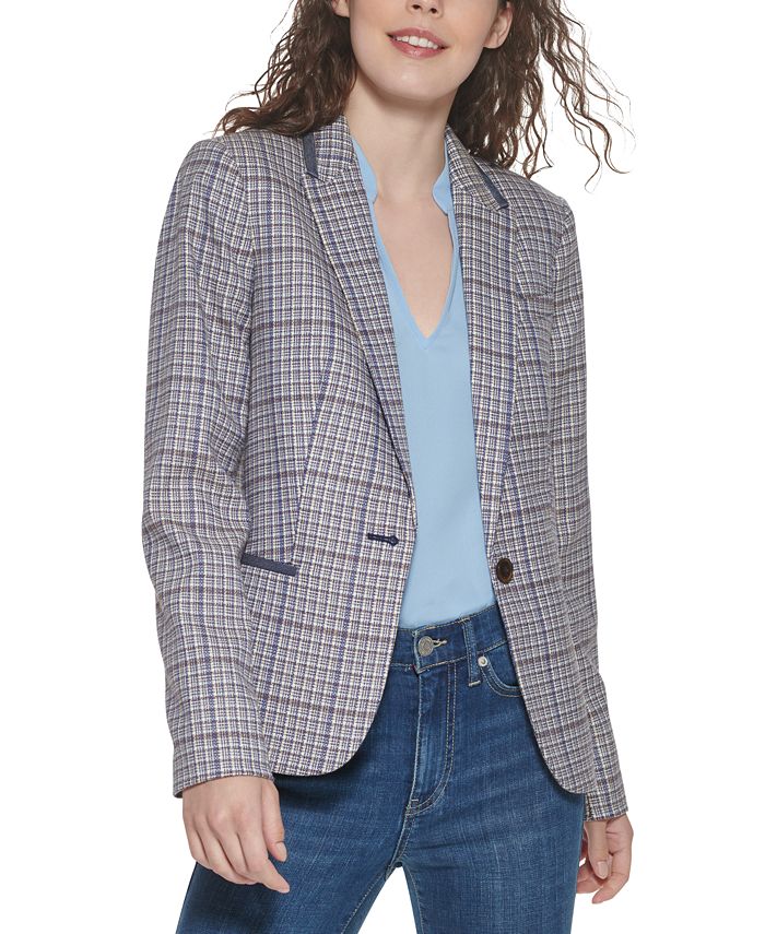 Tommy Hilfiger Plaid ElbowPatch Blazer Macy's