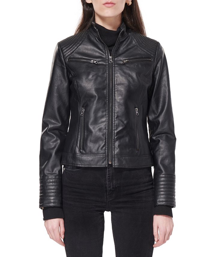 Maralyn & Me Juniors' Faux-Leather Jacket, Created for Macy's & Reviews ...