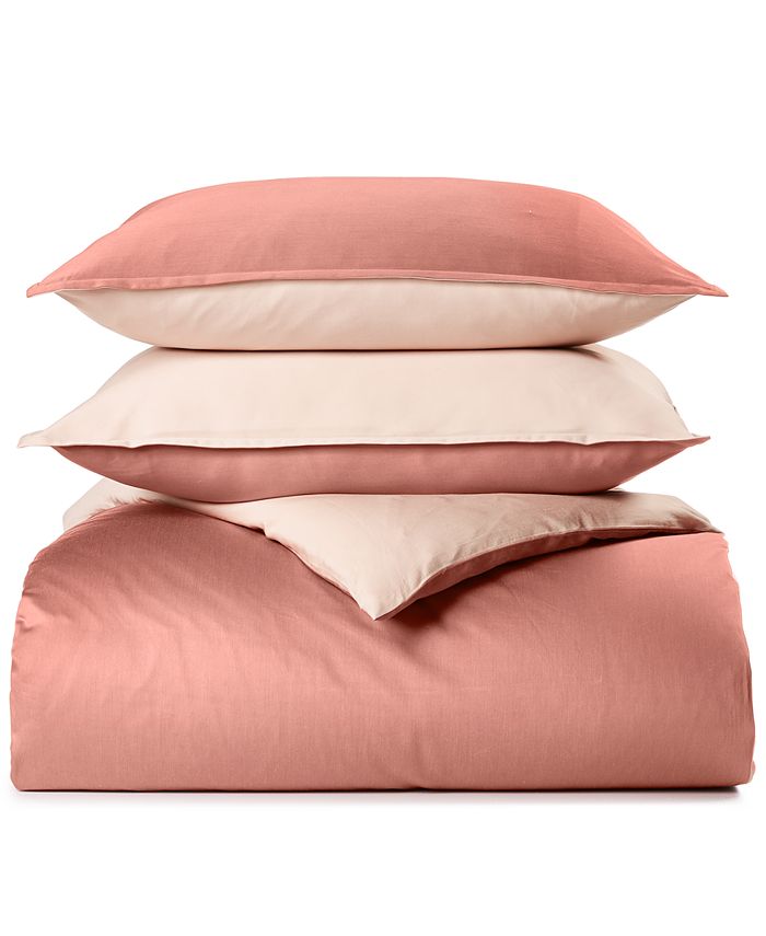 Oake Solid Reversible Cotton Tencel 3Pc. Duvet Cover Set, Full/Queen