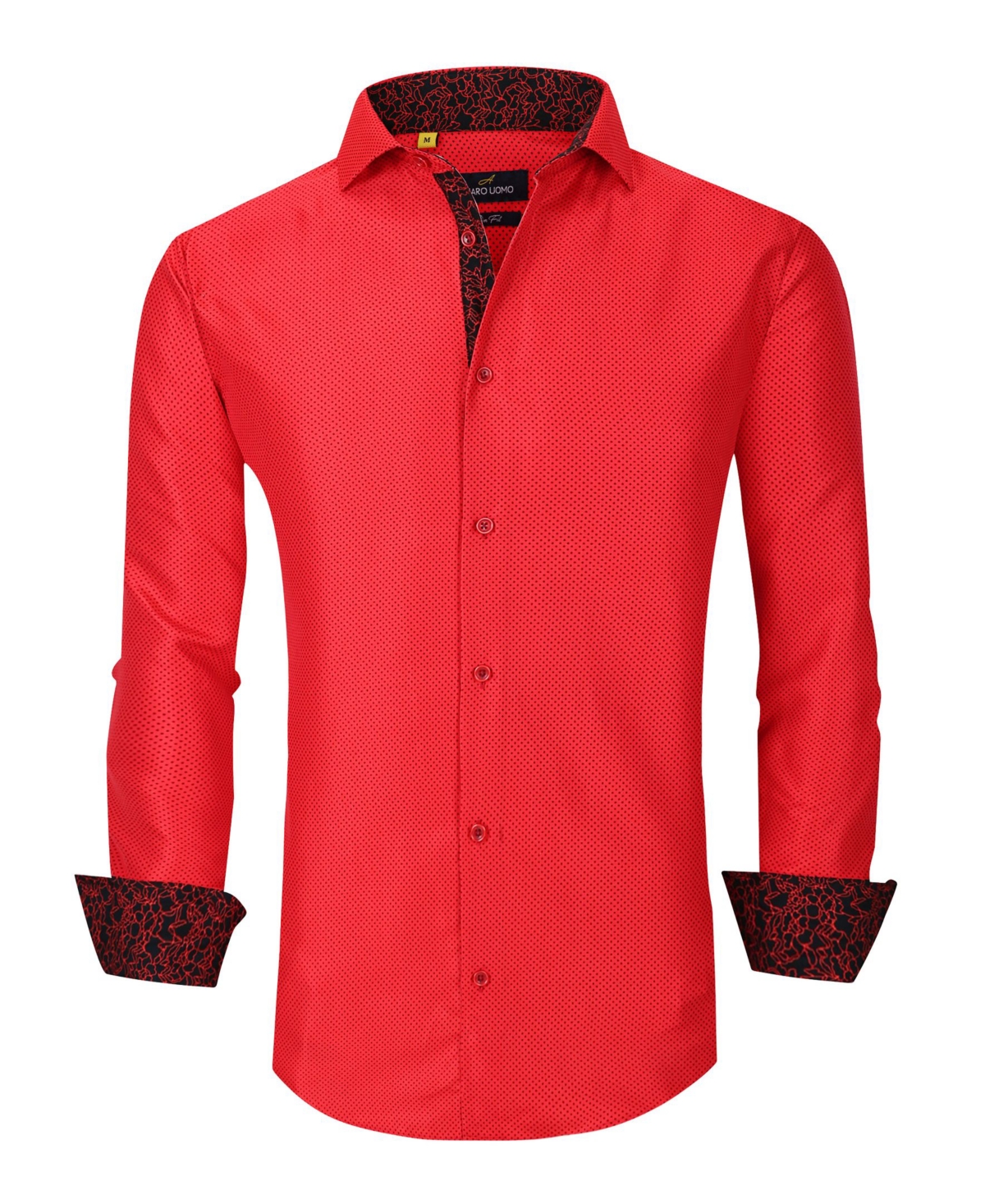 Men's Slim Fit Business Nautical Button Down Dress Shirt - Red Polka Dot