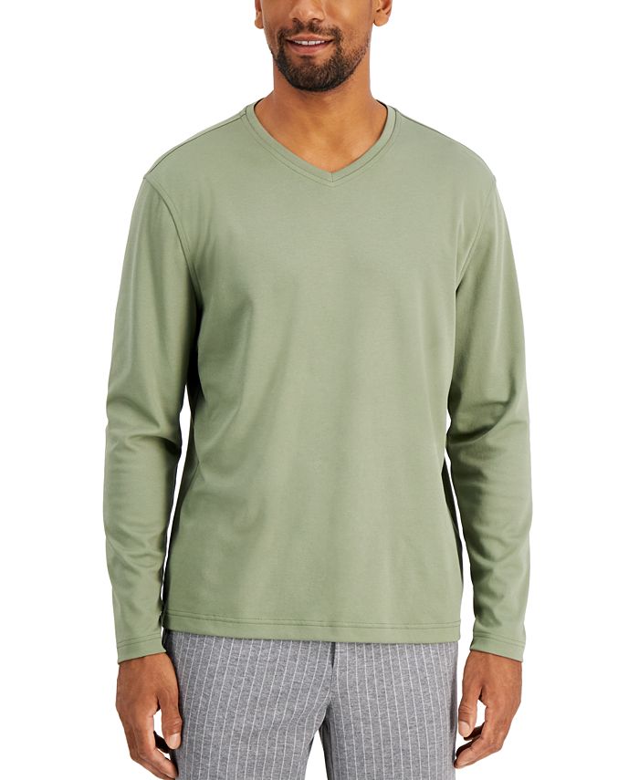 Alfani Men's Long Sleeve Supima V-Neck T-Shirt, Created for Macy's - Macy's