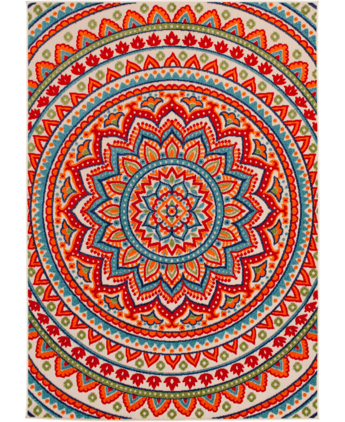 Northern Weavers Britta Bri-07 5'3" X 7' Outdoor Area Rug In Red,ivory