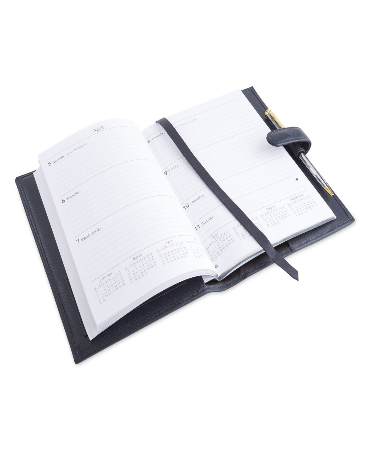 Men's Executive Leather Daily Planner - Navy Blue