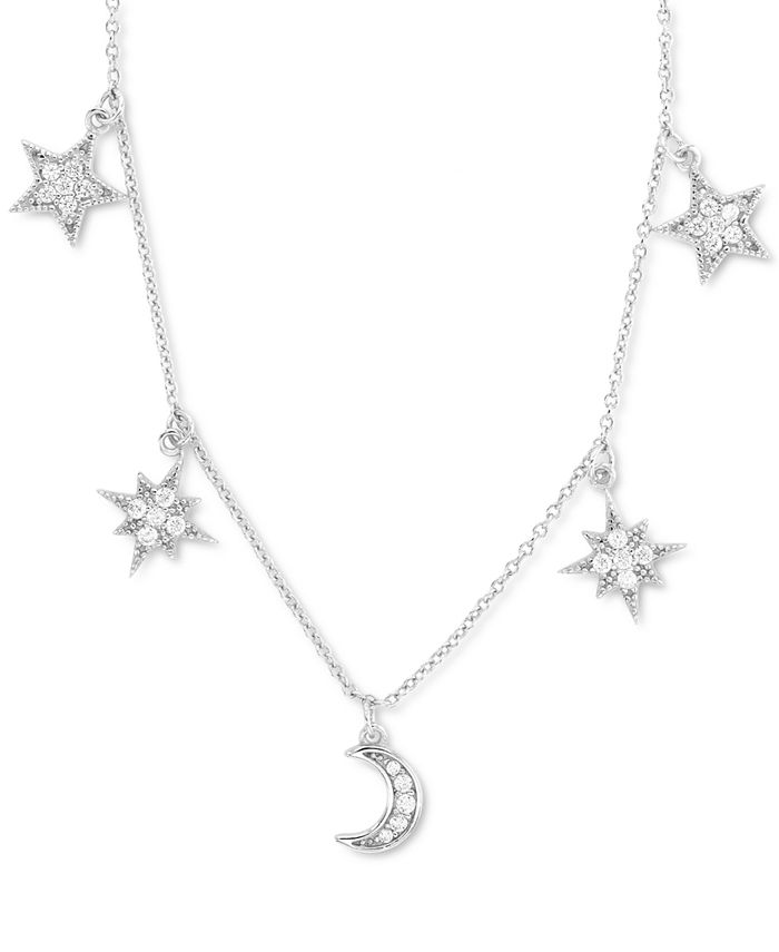 Macy s Cubic Zirconia Star Moon Dangle Statement Necklace in