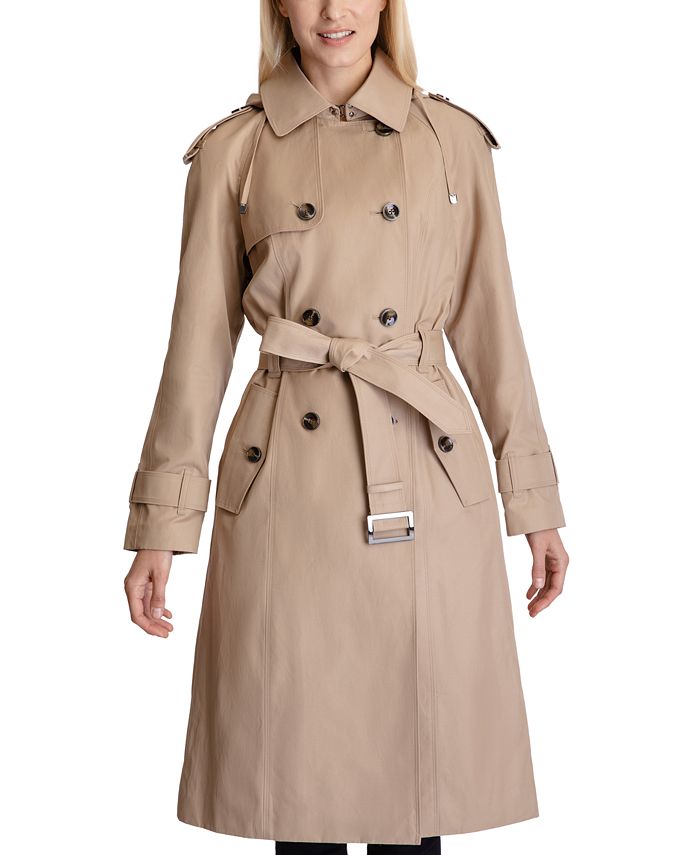 London Fog Double-Breasted Hooded Trench Coat - Macy's