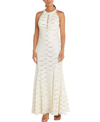 Nightway Petite Lace Illusion-Detail Gown Macy's