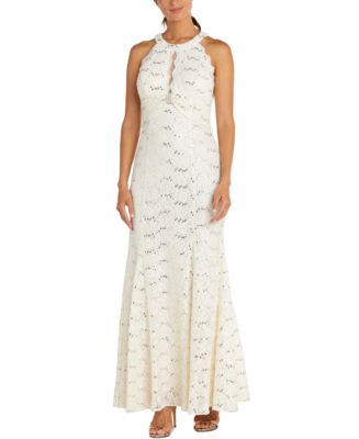 Nightway Lace Illusion-Detail Gown - Macy's