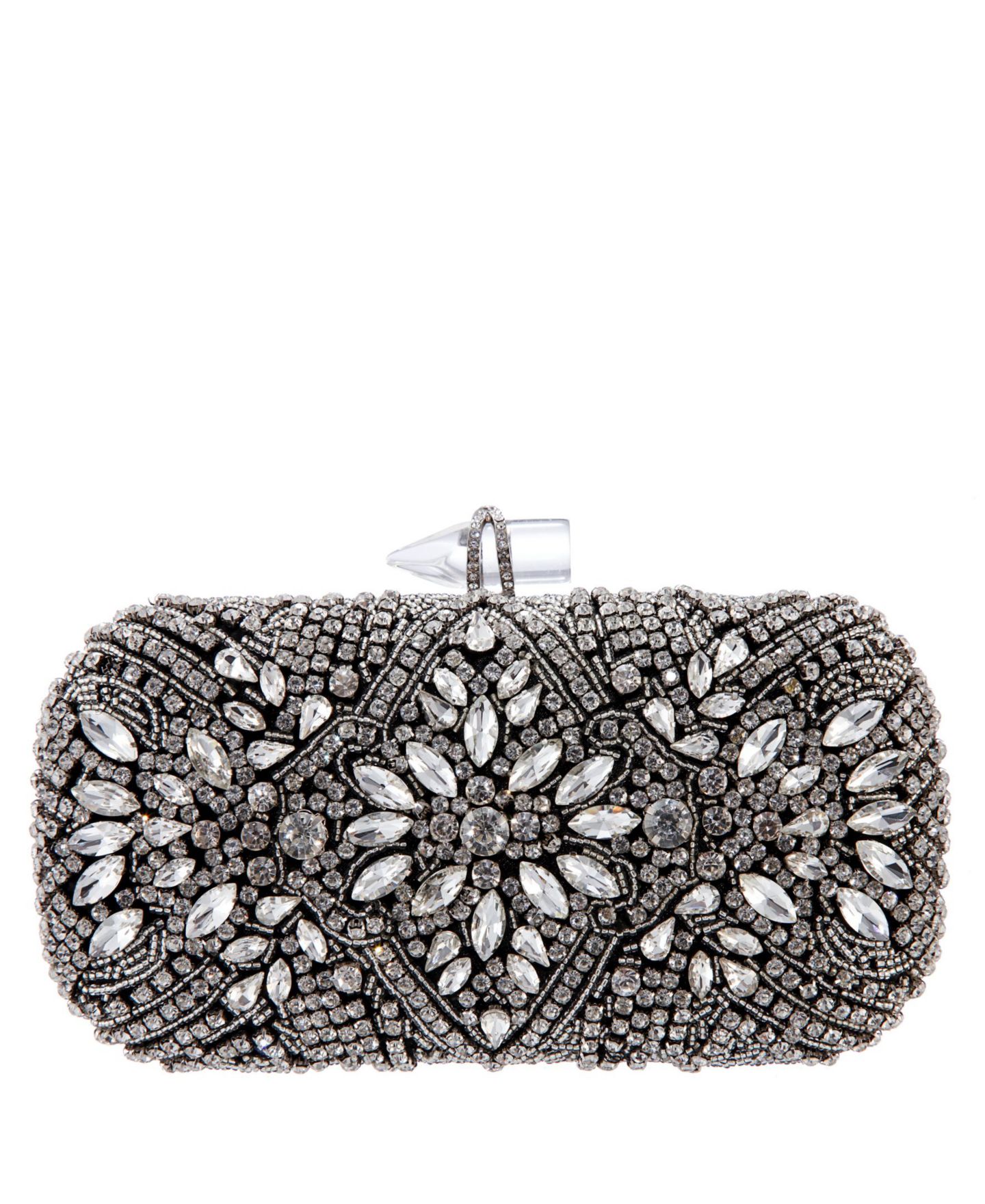 Женские клатчи Nina Crystal Embellished Minaudiere, цвет: Чёрный / Белый — фото 1