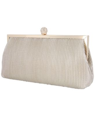 Women's Pleated Metallic Frame Clutch
