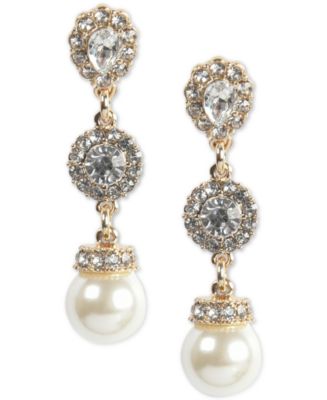 Charter Club Gold-Tone Crystal Halo & Colored Imitation Pearl Linear ...