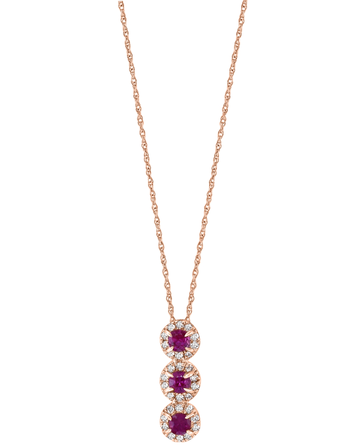 Shop Lali Jewels Emerald (1/6 Ct. T.w.) & Diamond (1/10 Ct. T.w.) Triple Halo 18" Pendant Necklace In 14k Gold In Ruby