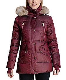Women's Hooded Faux-Fur-Trim Down Puffer Coat, Created for Macy's