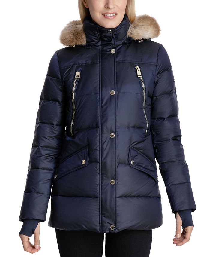 Michael kors petite faux fur trim down puffer coat Clearance