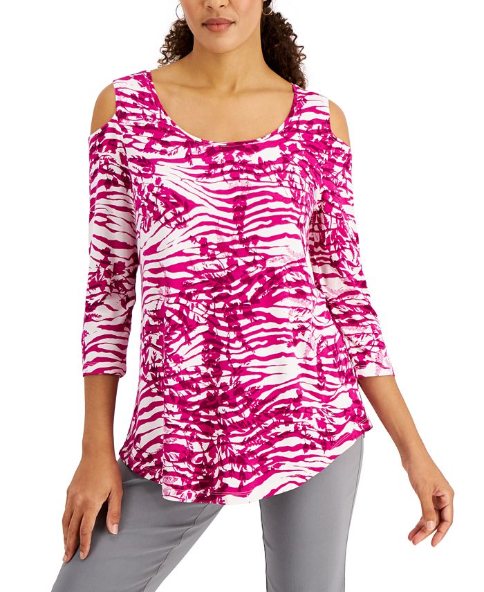 Jm Collection Petite Tier-Sleeve Necklace Top, Created for Macy's