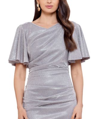 Betsy & Adam Metallic Draped Sheath Dress