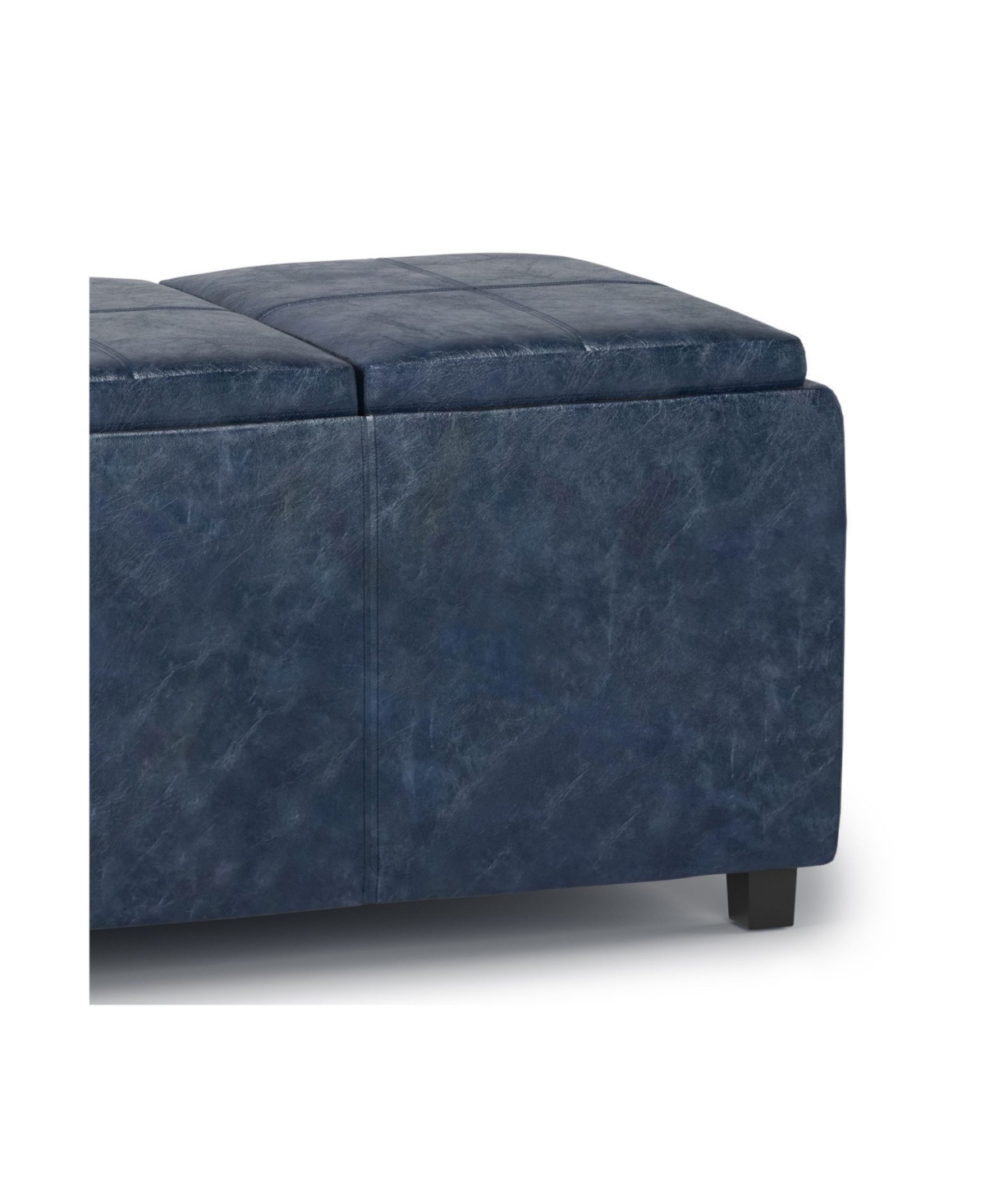 Shop Simpli Home Avalon Storage Ottoman In Denim Blue