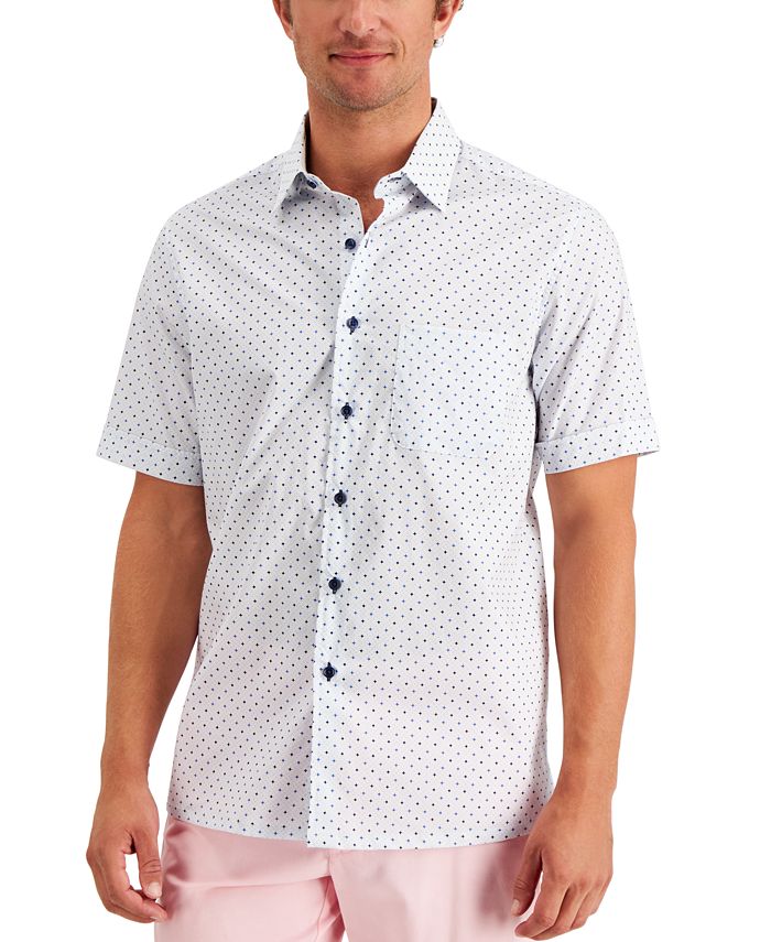 Club Room Men's Regular-Fit Geo Dobby Shirt, Created for Macy's - Macy's