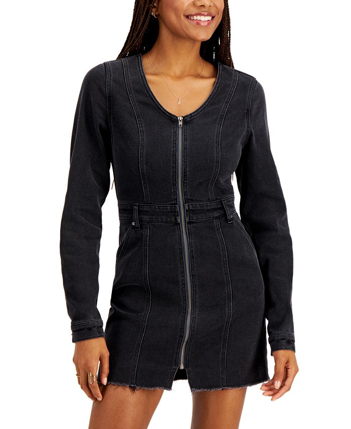 Tinseltown Juniors' Zip Front Denim Dress Macy's