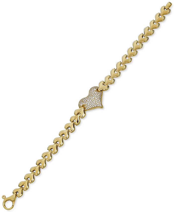 Macy's Diamond Heart Cluster Link Bracelet (3/4 ct. t.w.) in 14k Gold