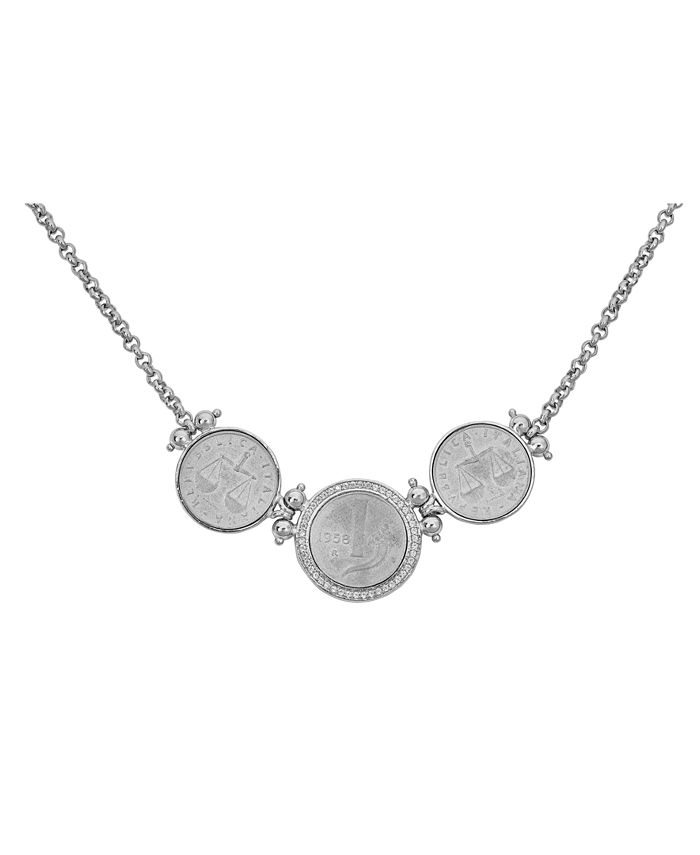 Macy's - Diamond Triple Coin Pendant Necklace (1/4 ct. t.w.) in Sterling Silver, 16" + 2" extender