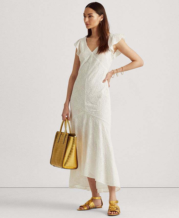Lauren Ralph Lauren Embroidered Cotton Drop-Waist Dress & Reviews - Dresses Women - Macy's