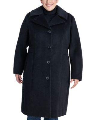 Anne Klein Women's Plus Size Single-Breasted Walker Coat, Created for ...