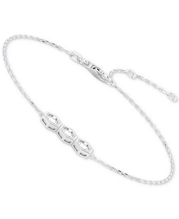 De Beers Forevermark - Diamond Three Stone Honeycomb Chain Bracelet (5/8 ct. t.w.) in 14k White Gold