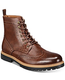 Men's Sawyer Faux-Leather Wingtip Boots, Created for Macy's