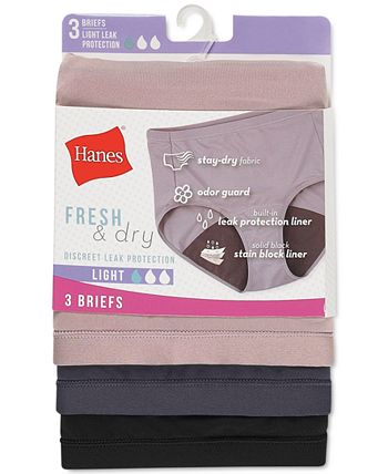 Just launched! Hanes Fresh & Dry panty with a leak-protection