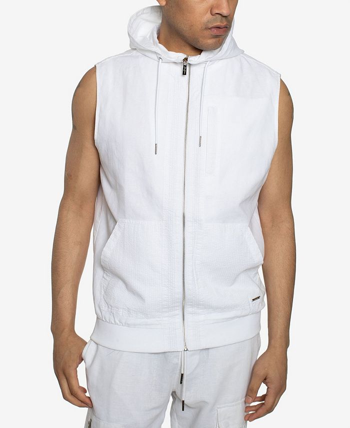 Sean John Men's Sleeveless Contrast Zip Up Hooded Sweatshirt - Macy's