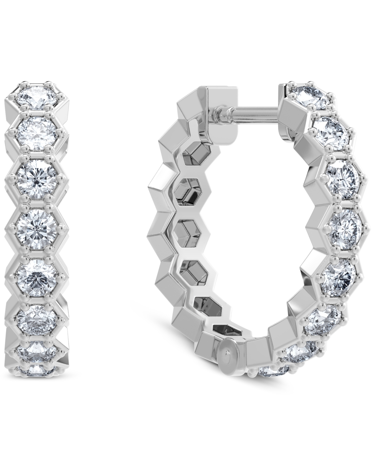 De Beers Forevermark Portfolio By  Diamond Honeycomb Extra Small Hoop Earrings (3/8 Ct. T.w.) In 14k In White Gold