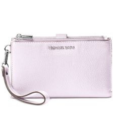 Michael Kors Adele Double-Zip Pebble Leather Phone Wristlet